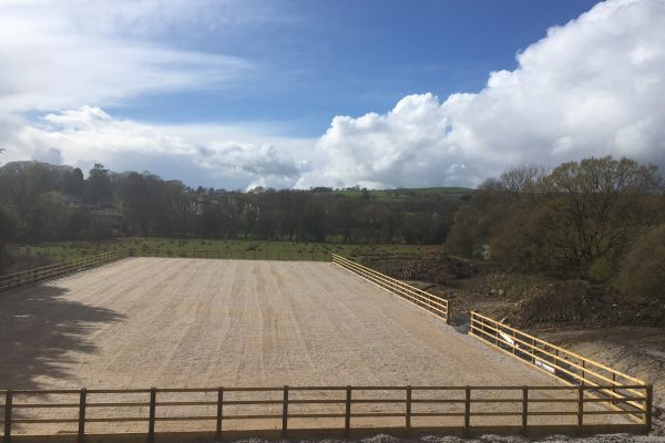 70 x 35m with Beta Ride surface and tantalised Timber Fencing. Llanelli